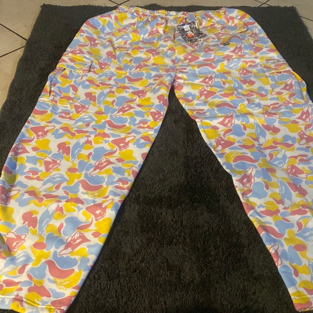 Sweats/Cargo pants style. Size :2XL color: yellow/ bby blue / pink